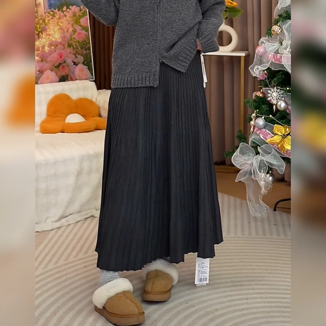 【大源美树】2025冬季新款大码女装针织百褶半身裙-FT727