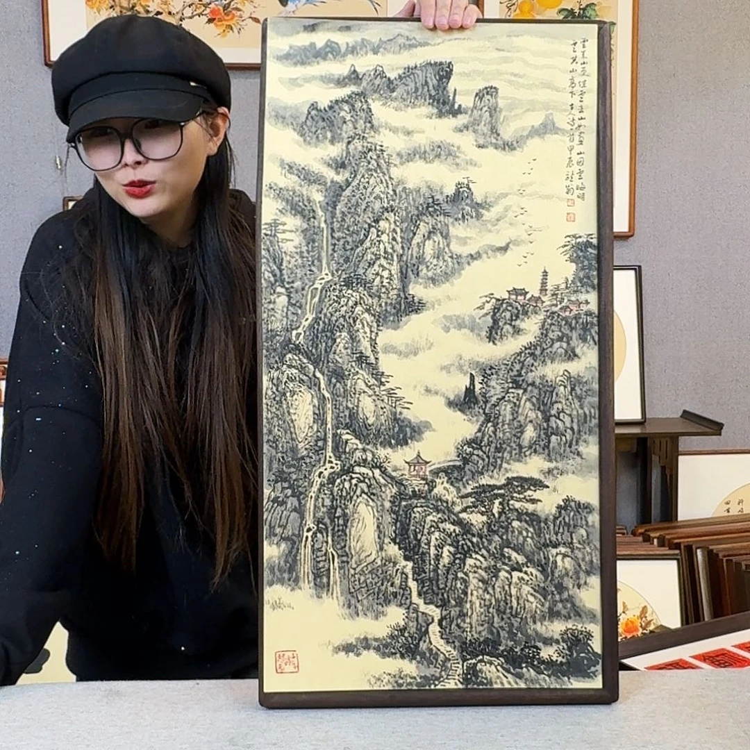 碑帖纯手绘，纯手写带框尺寸：36×69厘米