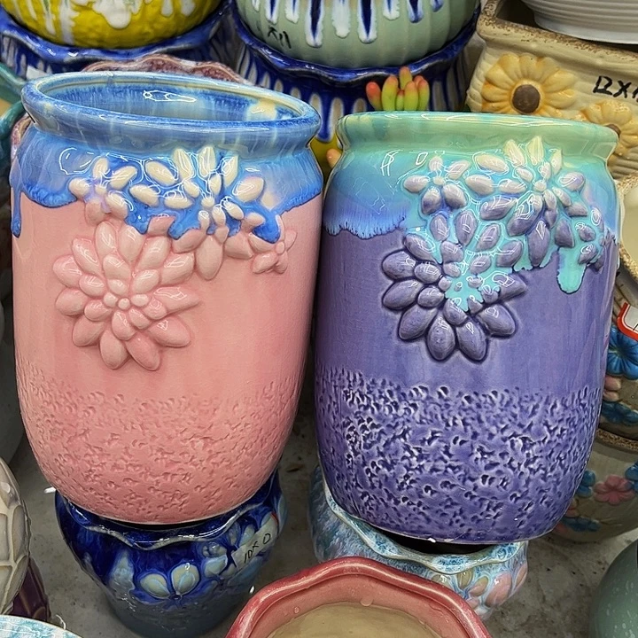 多肉绿植陶瓷花盆9.9包邮，有孔