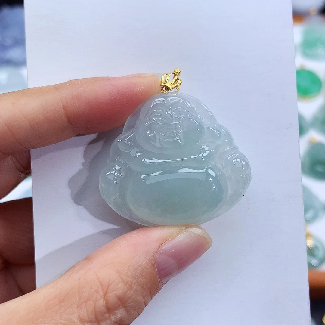 翡翠18K金镶嵌颈饰翡翠吊坠
