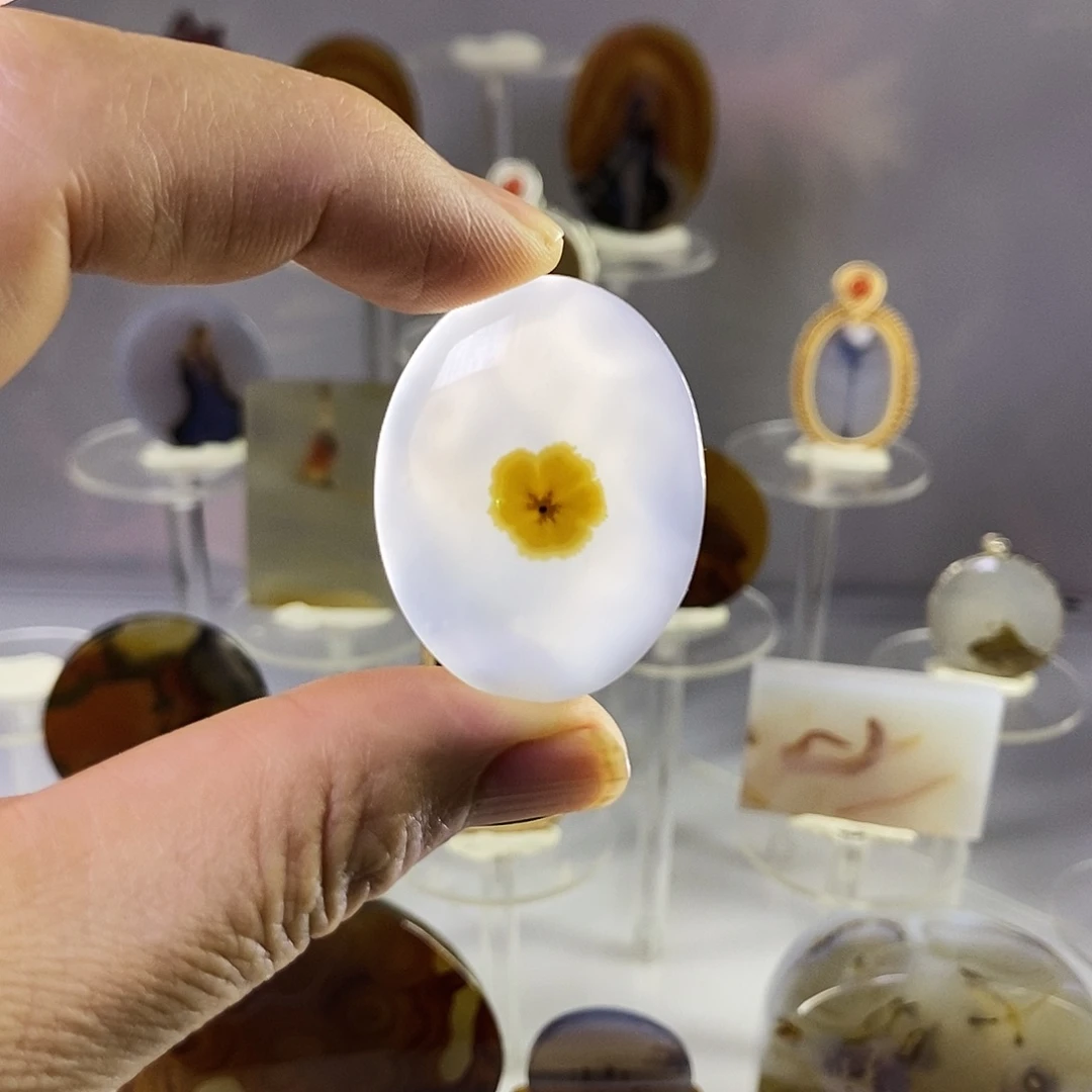 合成碳硅石非金属时尚图纹画面石饰品