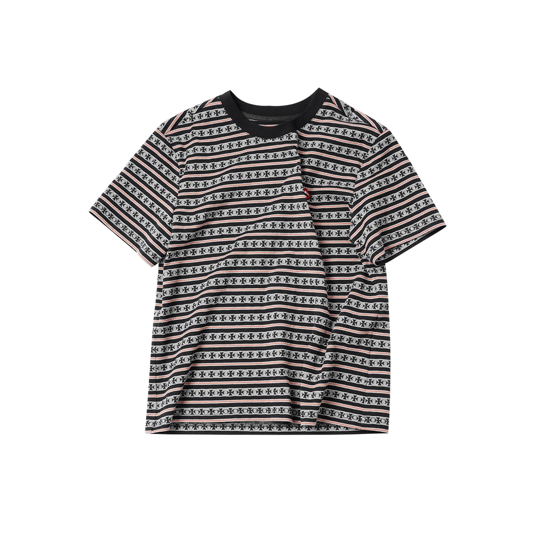 【图案条纹圆领短袖】TXAL56291夏季新款舒适透气轻职风圆领短袖T恤