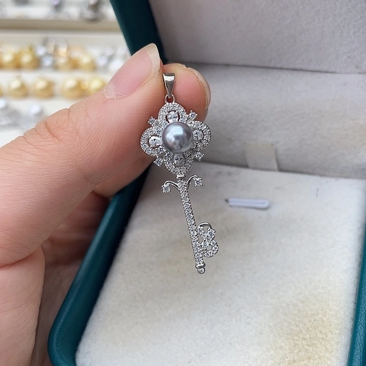 海水珍珠银S925镶嵌吊坠(不含链)