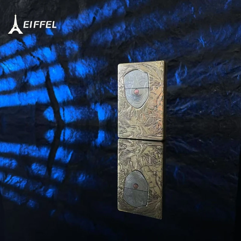EIFFEL/埃菲尔面具人生煤油打火机黄铜一体机薄款高颜值可盘玩