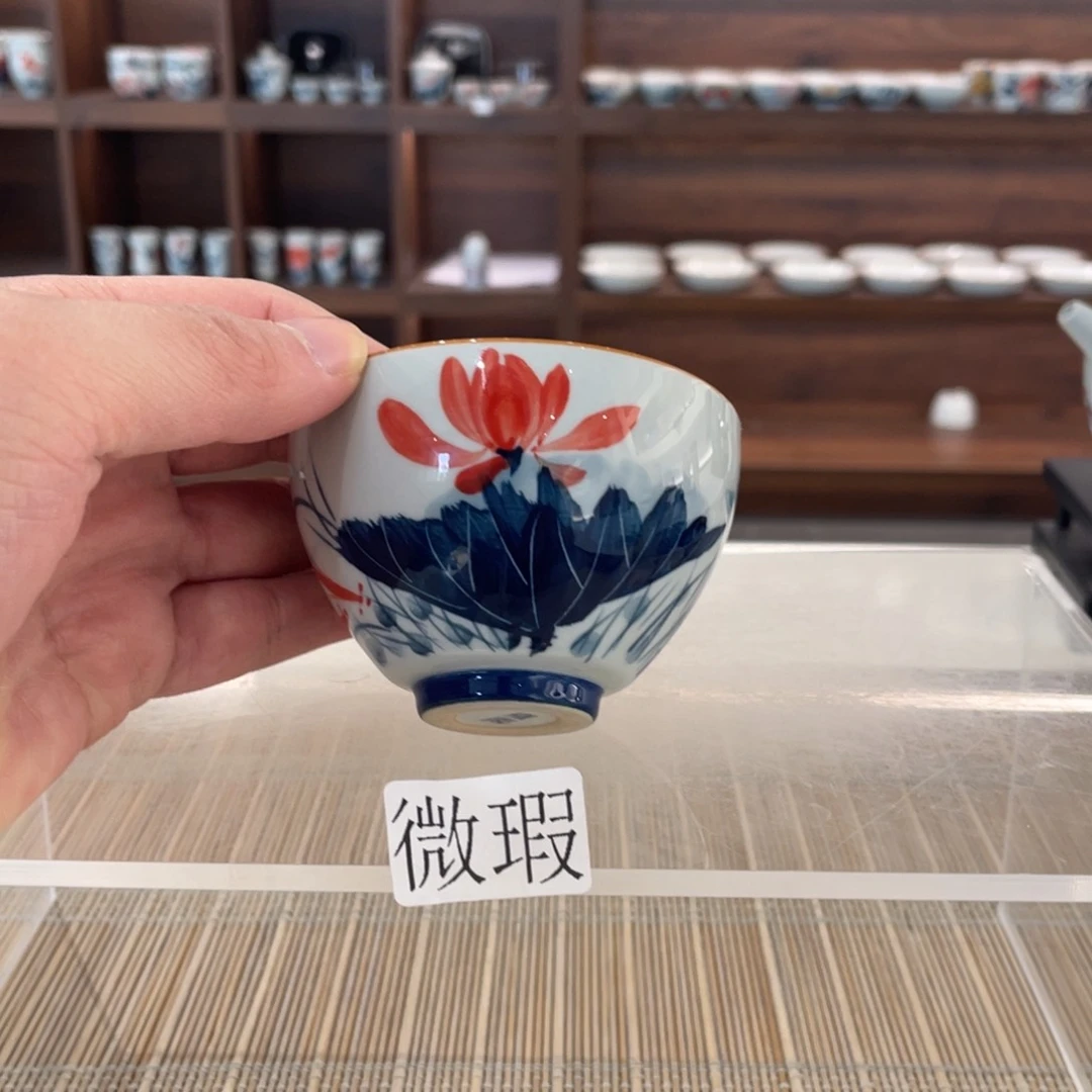 釉下手绘茶具微瑕