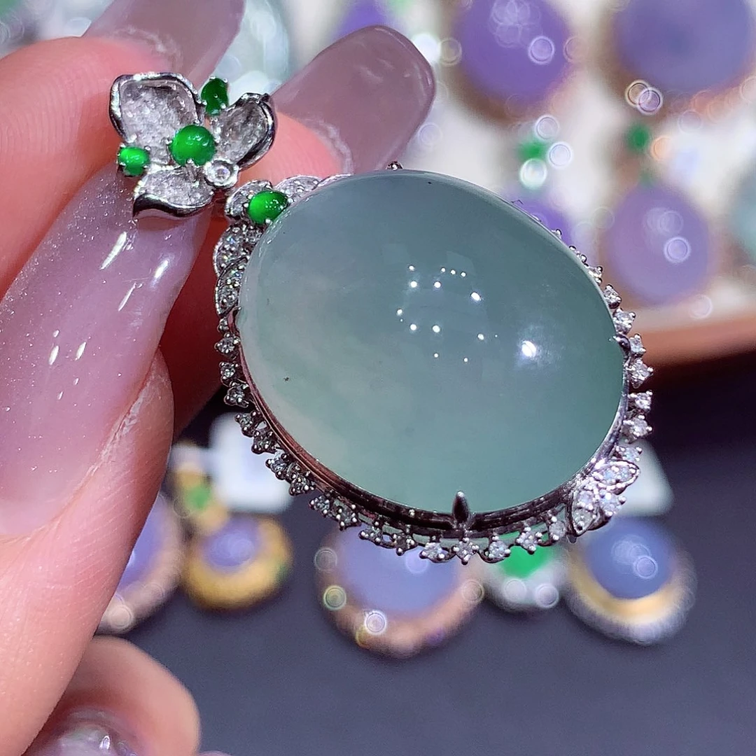 翡翠18K金镶嵌吊坠(不含链)