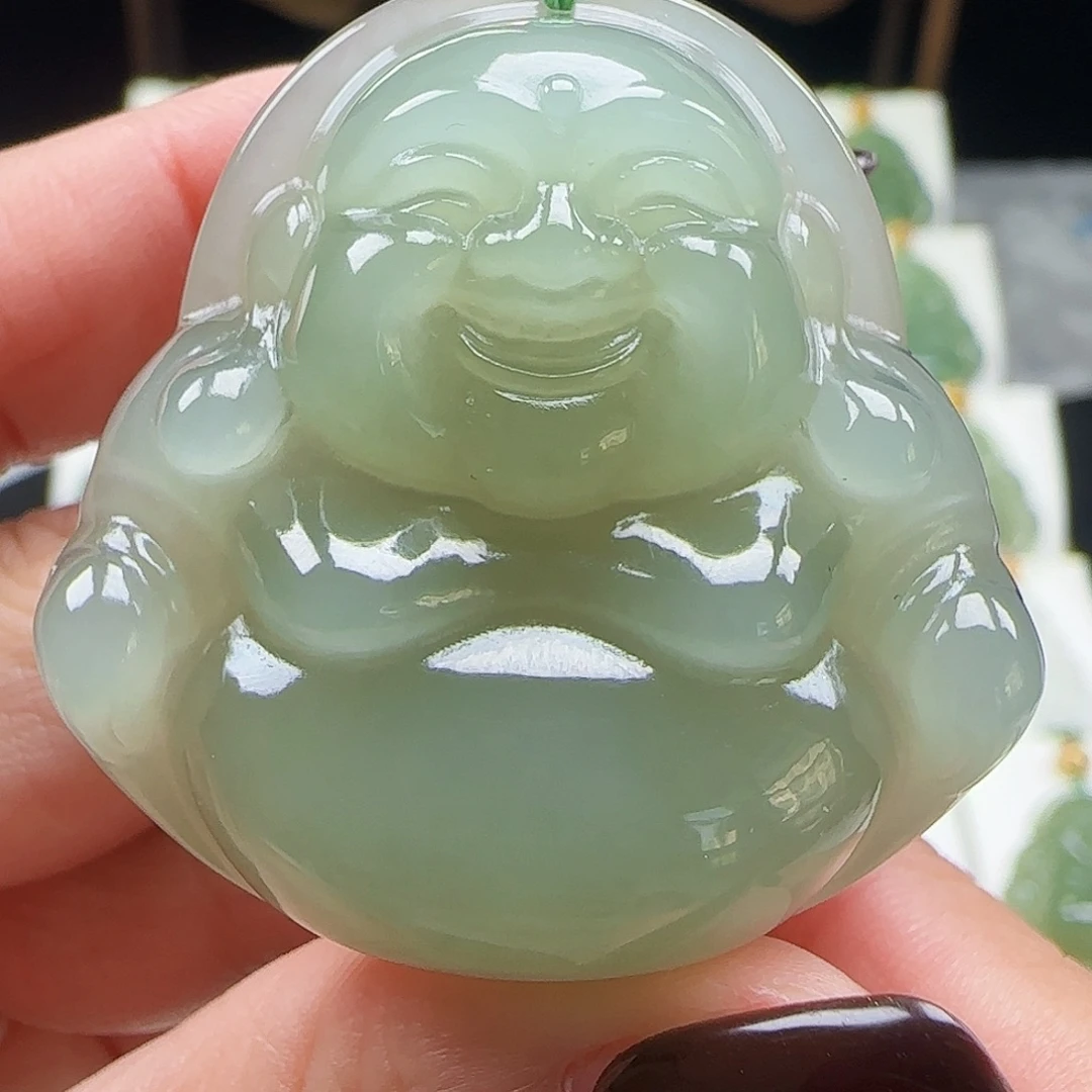 和田玉足金镶嵌吊坠(赠链)