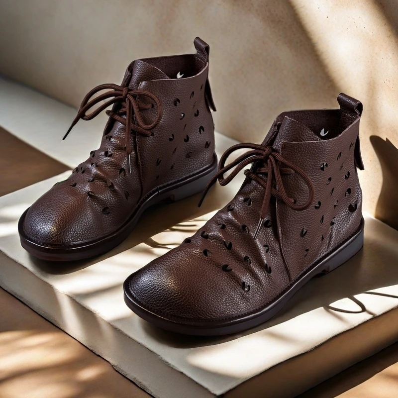 35-41镂空洞洞真皮软底妈妈凉鞋夏季新款透气百搭牛筋软底凉靴子