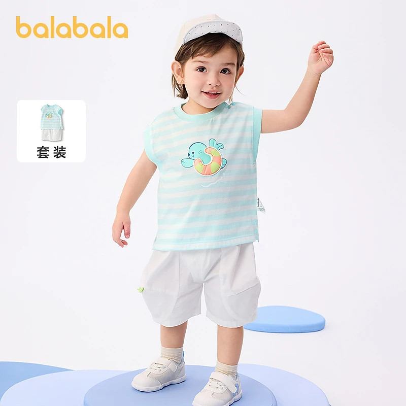 【商场同款】巴拉巴拉宝宝无袖套装夏装男女童两件套2025新款薄款