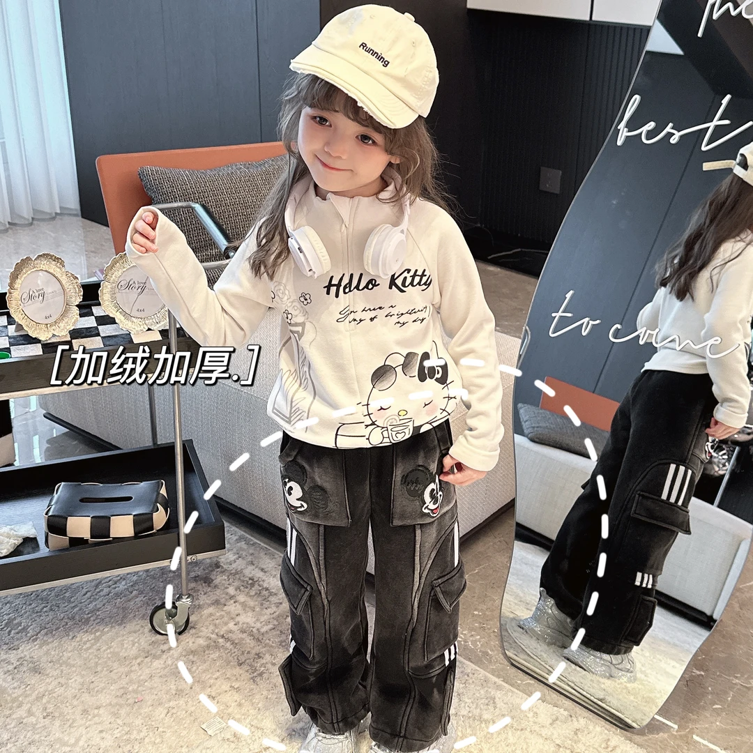 【Mt studio】3【新款】加绒加厚米老鼠工装裤女童秋冬甜酷潮流韩版
