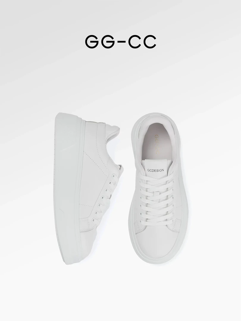 【椰椰奶霜】GGCC2025年春季新款时尚厚底小白鞋女真皮板鞋运动鞋