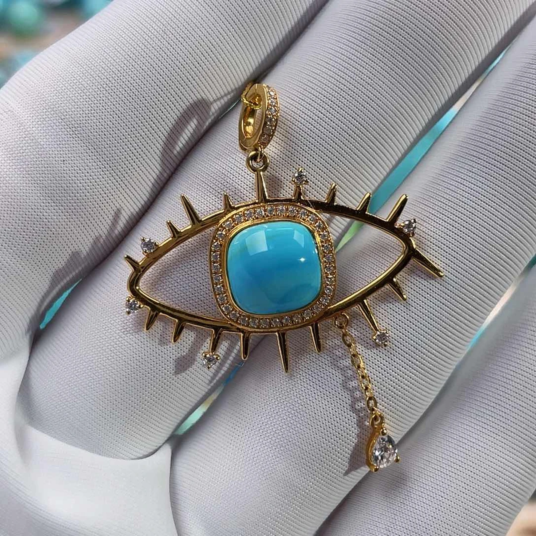 绿松石珠宝奇石18K金镶嵌