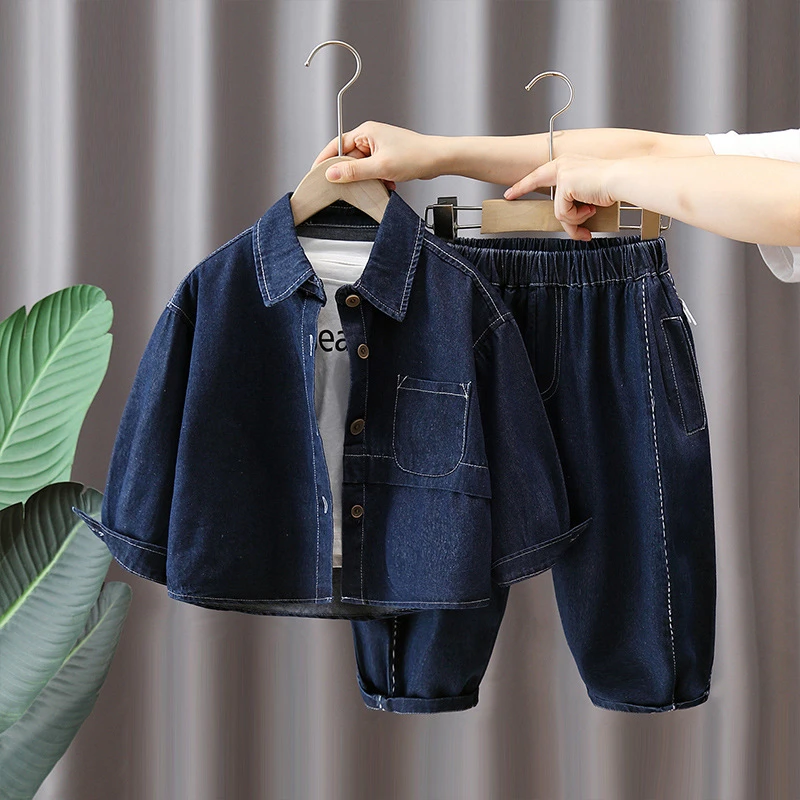 6078男童春秋装牛仔套装新款网红衣服男孩春秋季韩版春款两件套