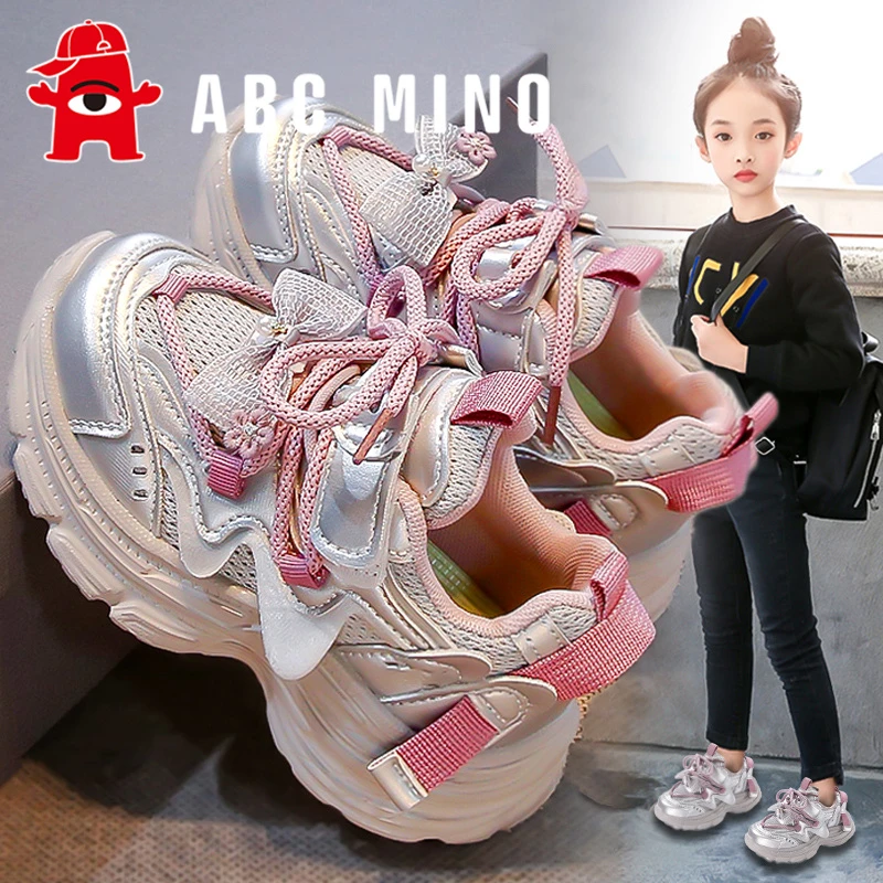 ABC MINO女童鞋子秋季款女孩时尚公主老爹鞋中大童儿童轻便运动鞋