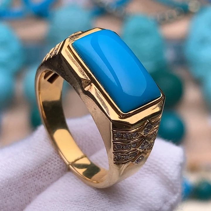 绿松石18K金镶嵌珠宝奇石