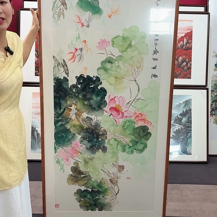 国画手绘带框作品