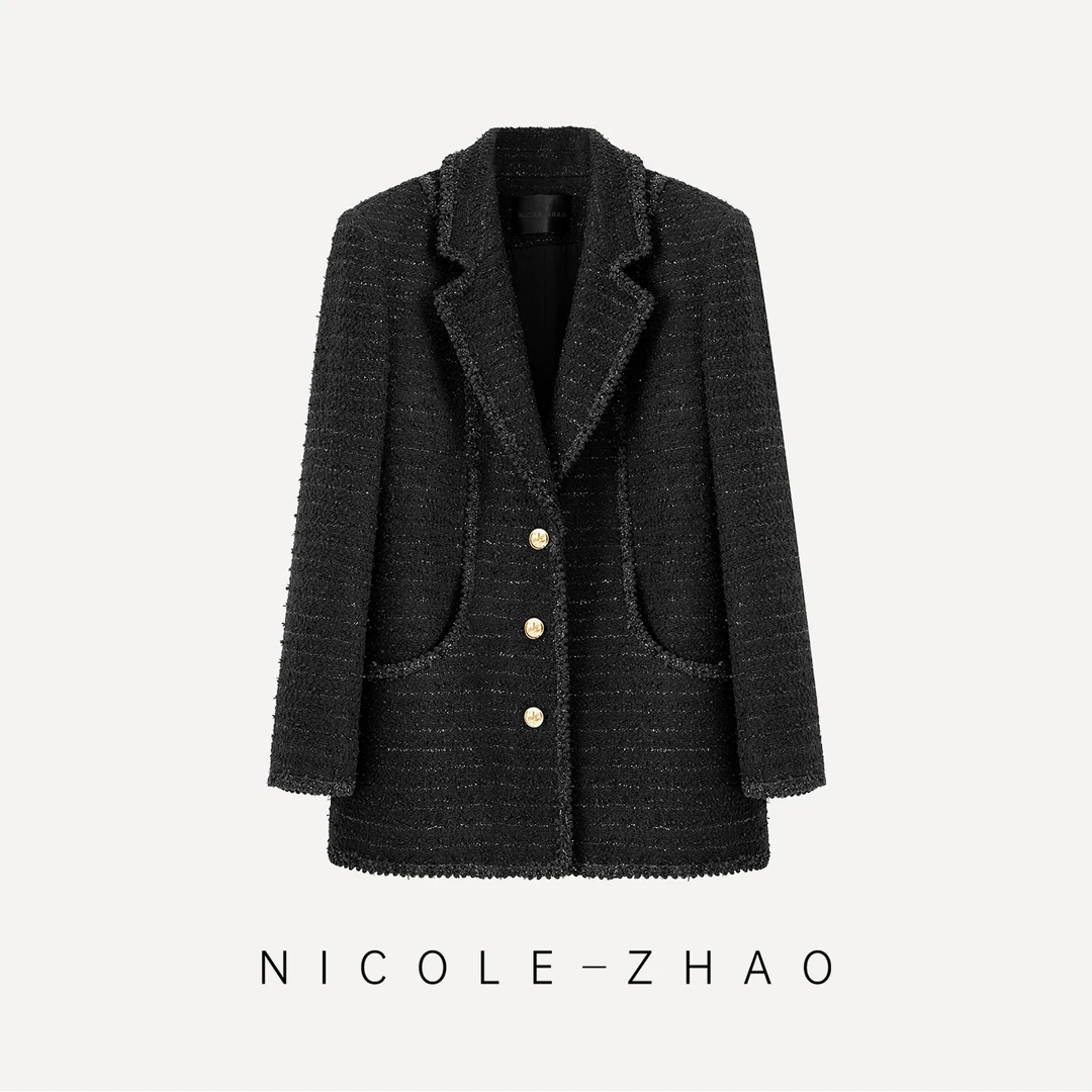4NWT016【贵姐NICOLE】短款轻奢时尚气质亮闪闪小香风外套