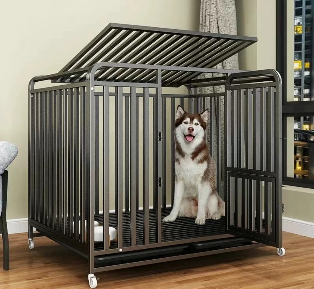 加粗纳米烤漆可折叠狗笼中大型犬室内室外通用带厕所