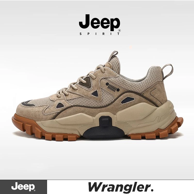 JEEPSPIRIT吉普男鞋官方正品老爹鞋户外男士百搭厚底运动鞋网面