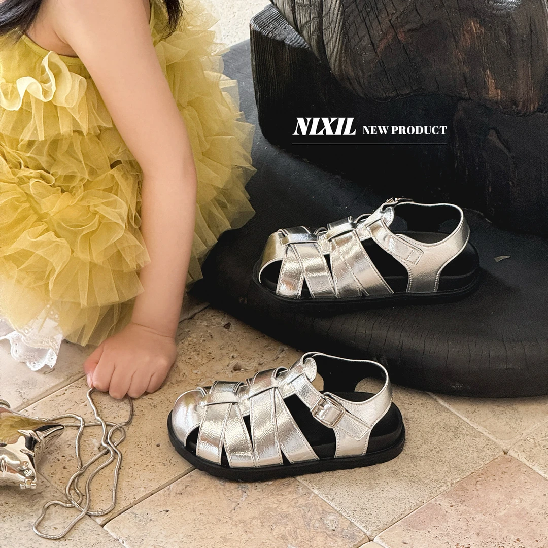 【0189】2025夏季新款儿童凉鞋韩版时尚镂空编织罗马女童凉鞋猪笼鞋