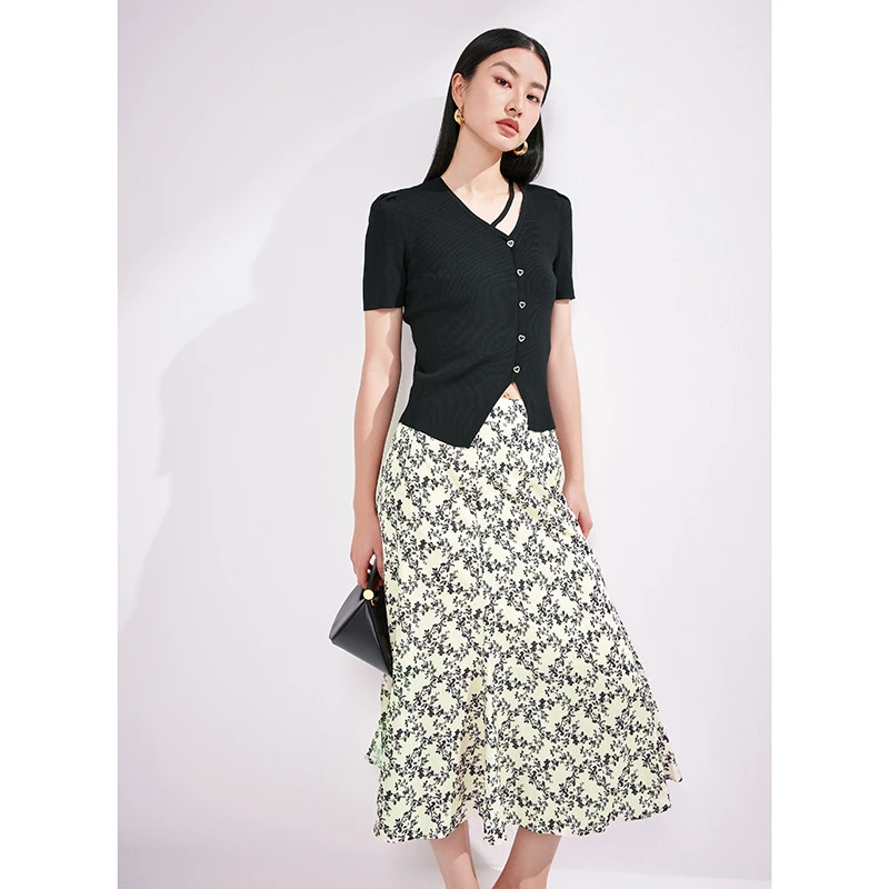 【羊羊粉丝专享】MOFAN摩凡夏新款米色花纹半身裙