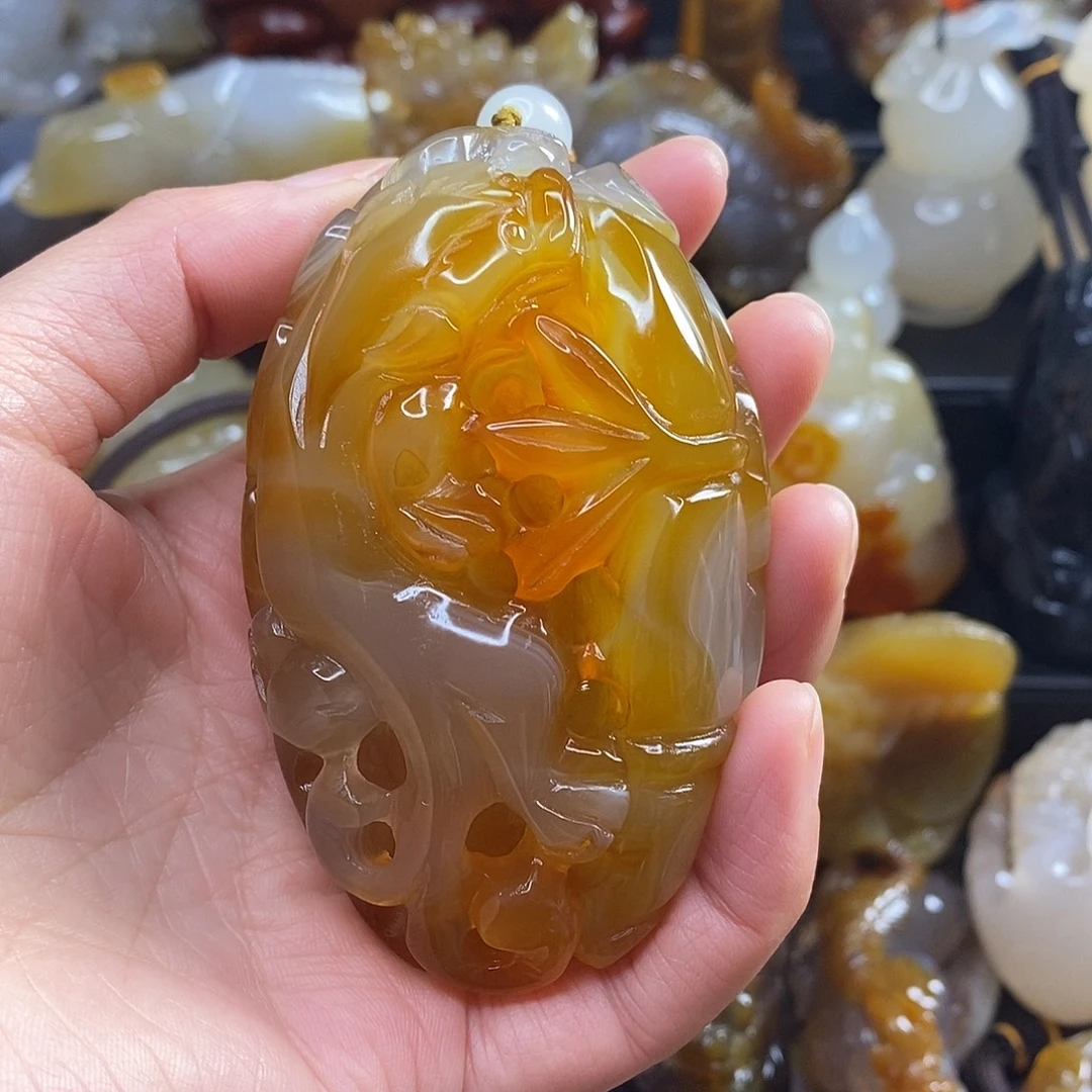 晨***司玛瑙/玉髓未镶嵌手把件