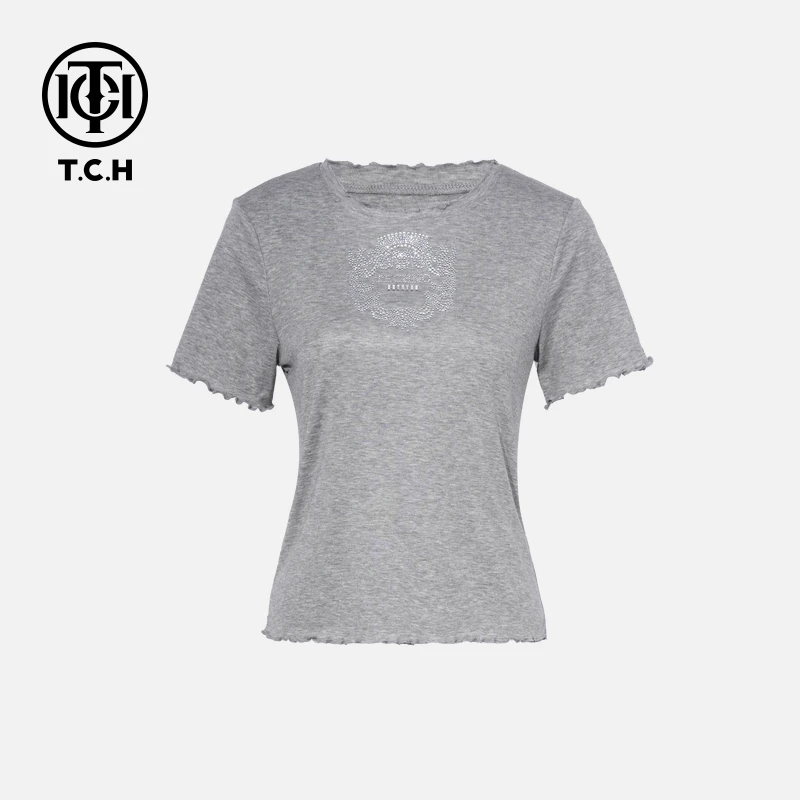 TCH私服烫钻工艺新时尚淑女百搭新潮流T恤女T75B10E5037轻奢tch