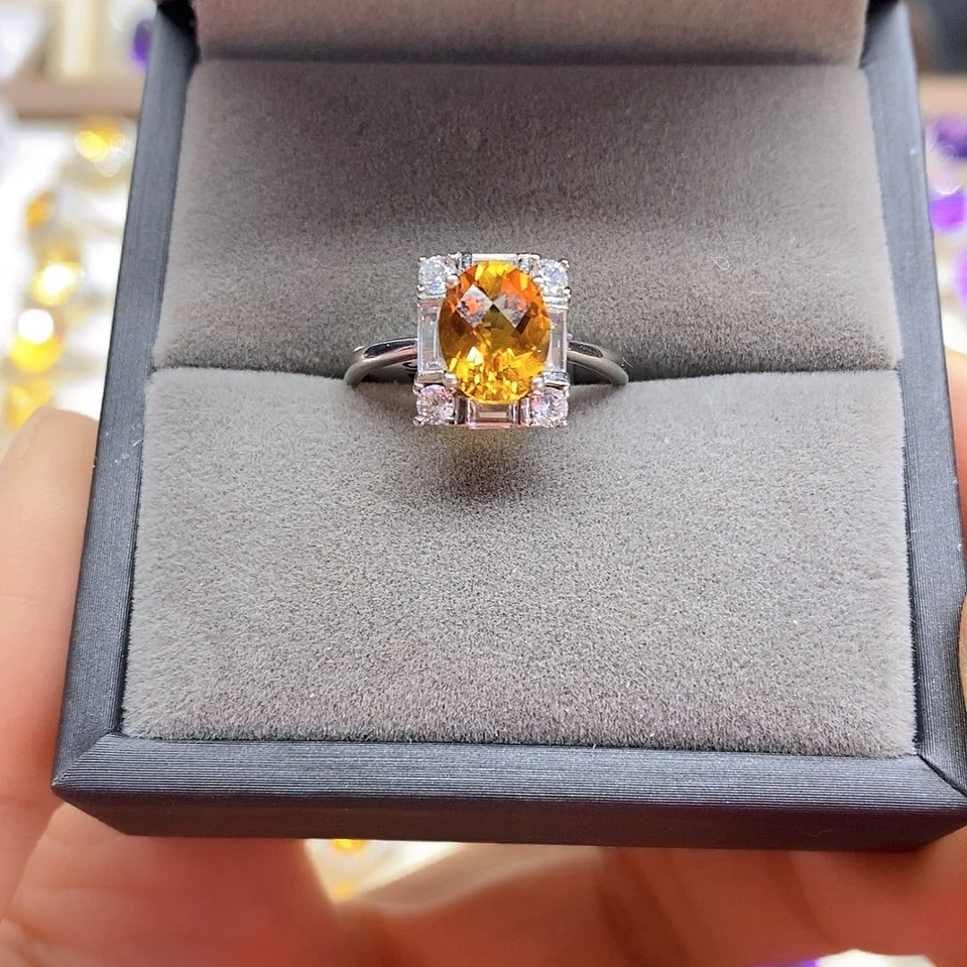 珠宝半成品银S925镶嵌水晶天然黄水晶