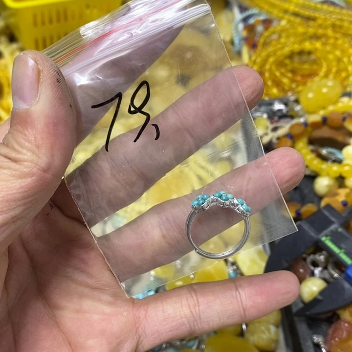 裸石蜜蜡银S925镶嵌戒指