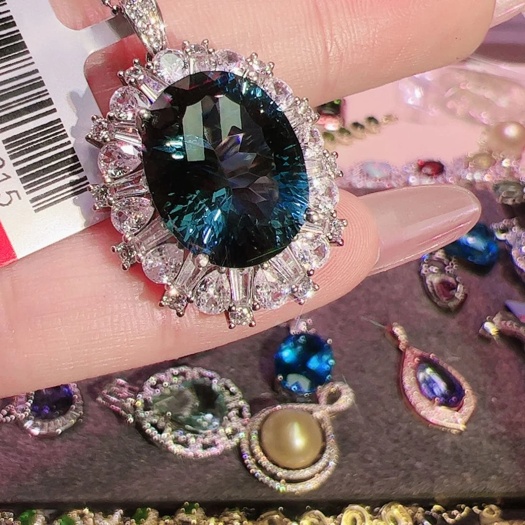 托帕石吊坠银S925镶嵌