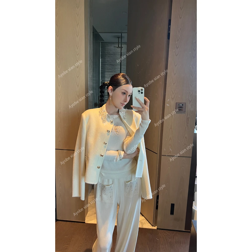 【AYOBE】小贤  羊毛双面呢矜贵轻奢重工烫钻外套保暖舒适质感