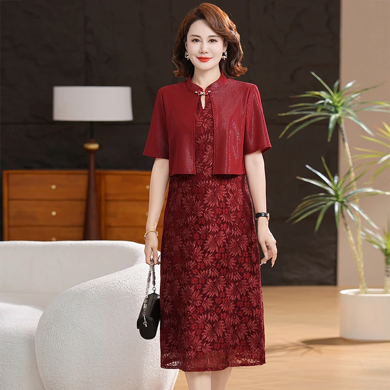 喜婆婆婚宴装2025新款婚礼妈妈礼服年轻款旗袍平时可穿结婚喜服夏