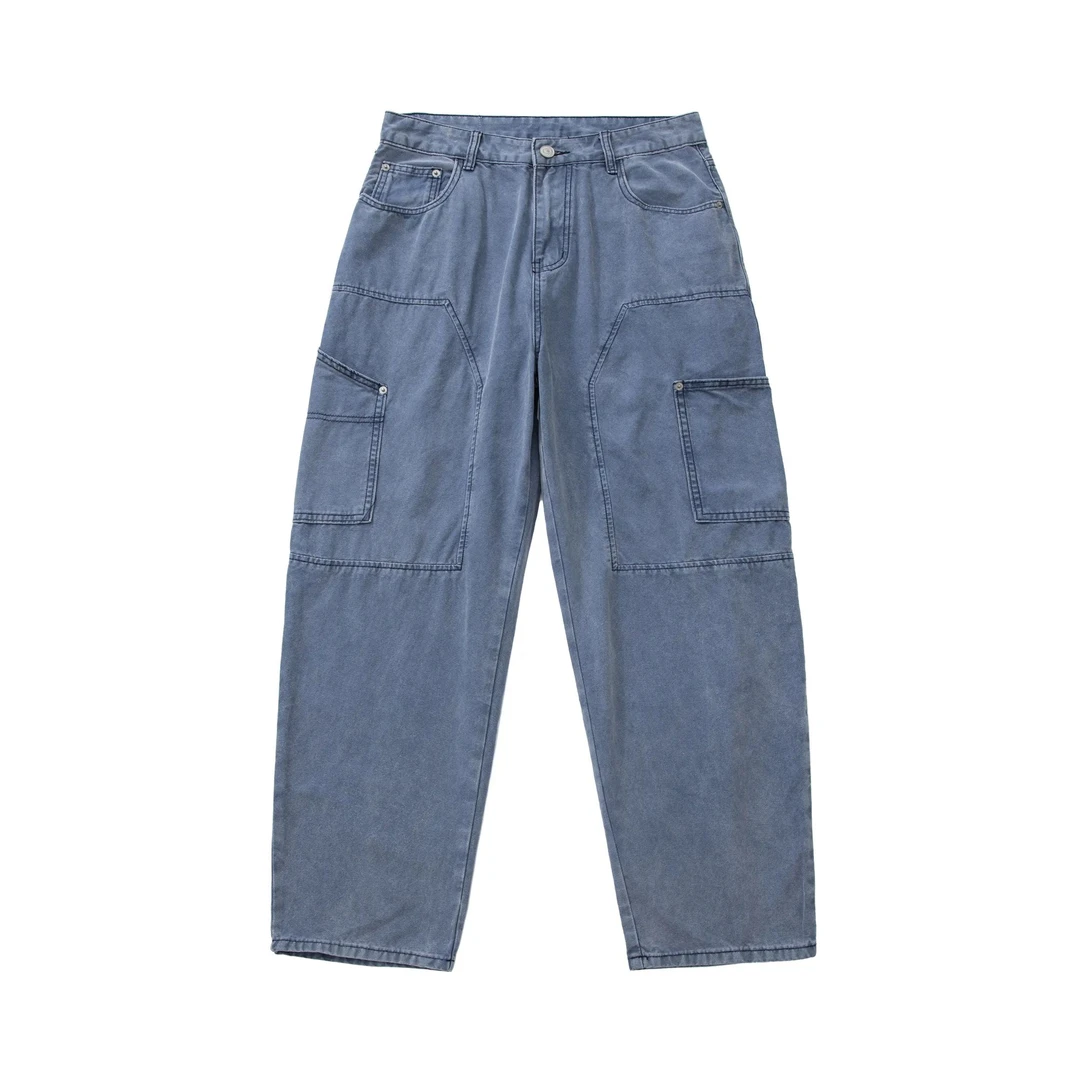 大涵老芊 重度水洗做旧多袋工装休闲裤  2185