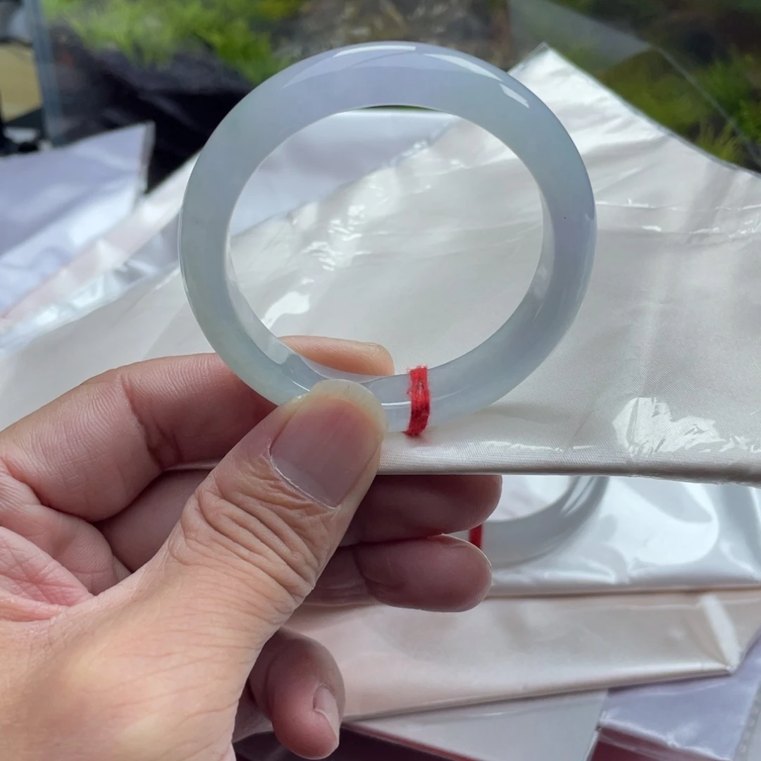 翡翠未镶嵌手镯51.4糯冰冰紫