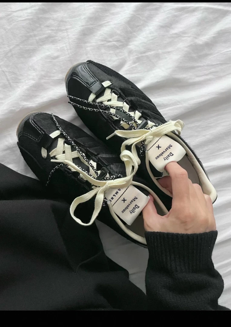 【大發】2025ss复古真皮马毛阿甘德训鞋女新款运动休闲板鞋