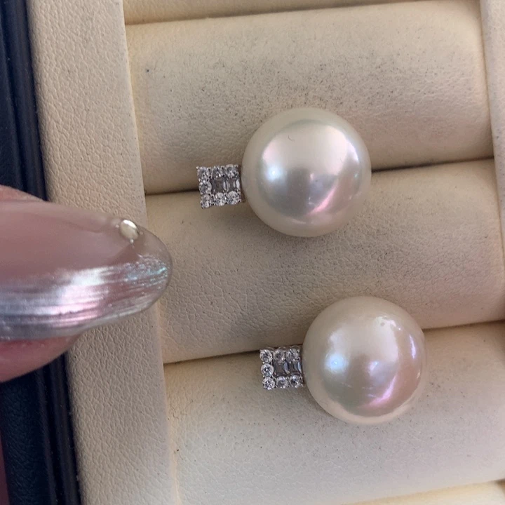 银S925镶嵌耳饰淡水珍珠