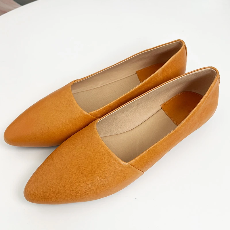 [柒柒定制升级版]叶桔色大街小巷鞋 羊皮尖头 复古舒适平跟鞋