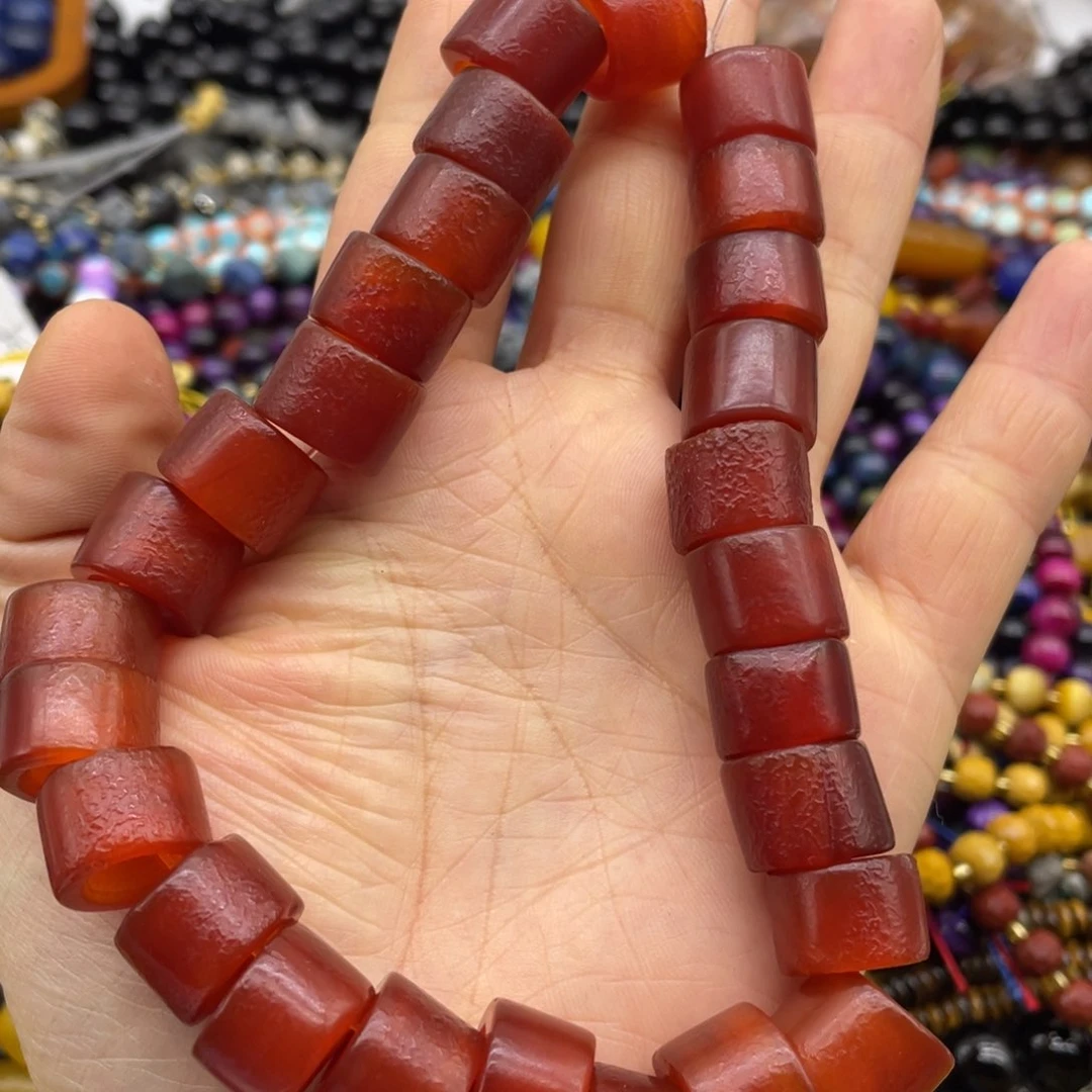 玛瑙/玉髓珠宝半成品未镶嵌扩孔珠五粒