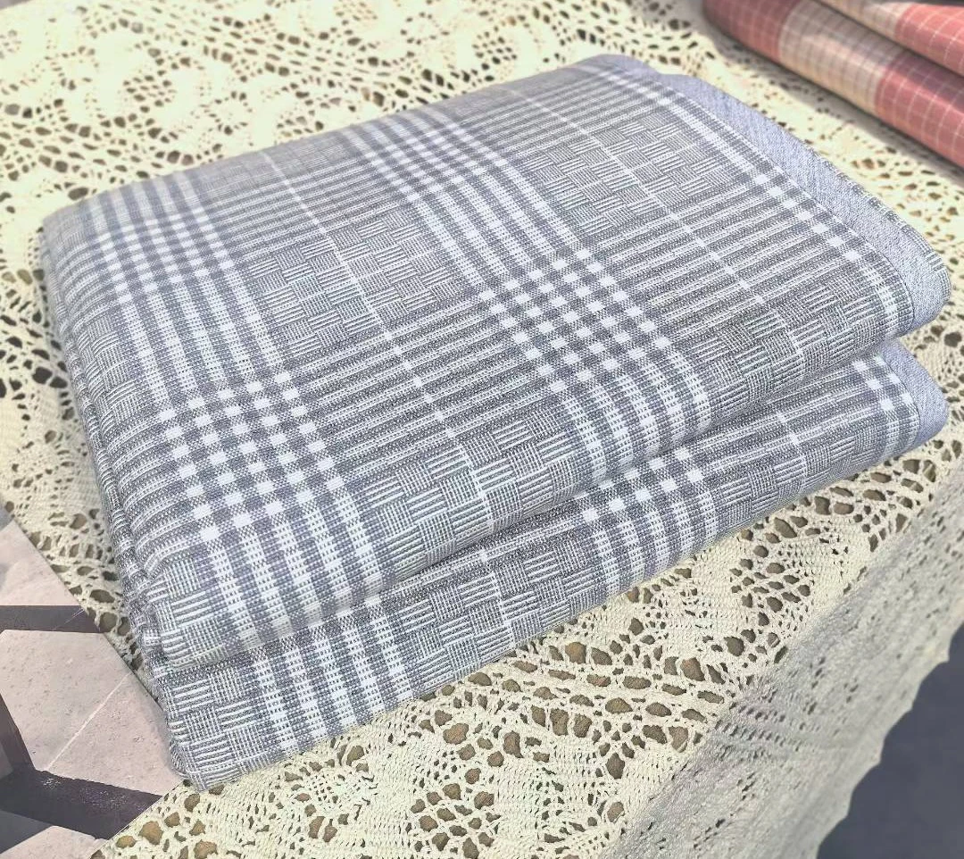 100%棉加厚老粗布凉席三件套