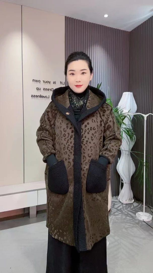 大美推荐秋季新款时尚百搭提花双面状长款大衣5650款外套休闲