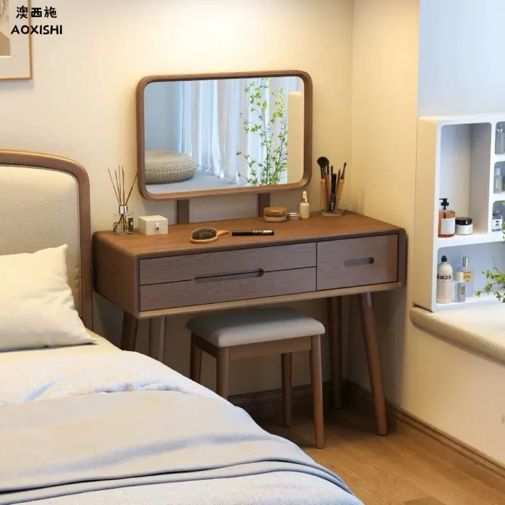 澳西施新中式梳妆台实木化妆台现代简约风化妆柜化妆桌升降化妆镜