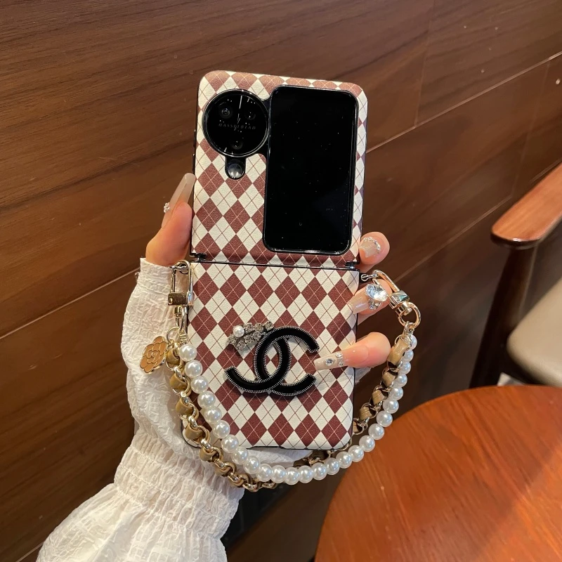 适用OPPOFindN3Flip手机壳新款复古菱格连体护轴手提壳n2flip外壳