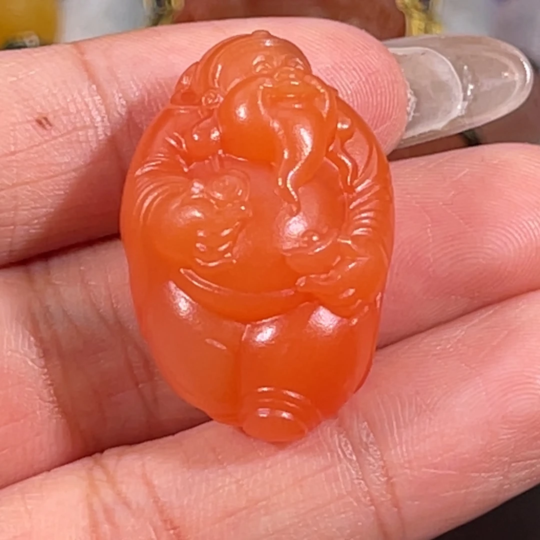 南红玛瑙未镶嵌滴水洞小财主29*19.6mm