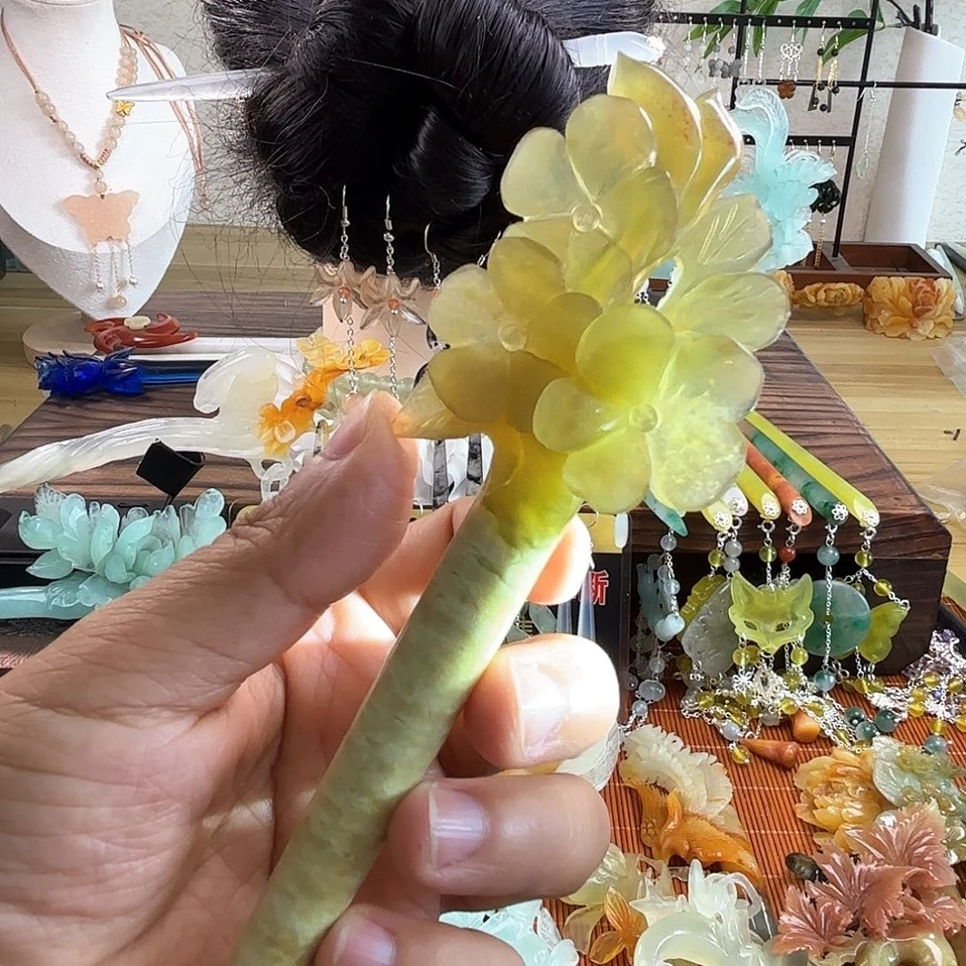 蛇纹石玉合金发饰