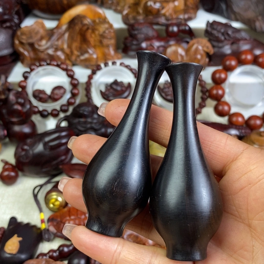 木紫光檀花瓶一对