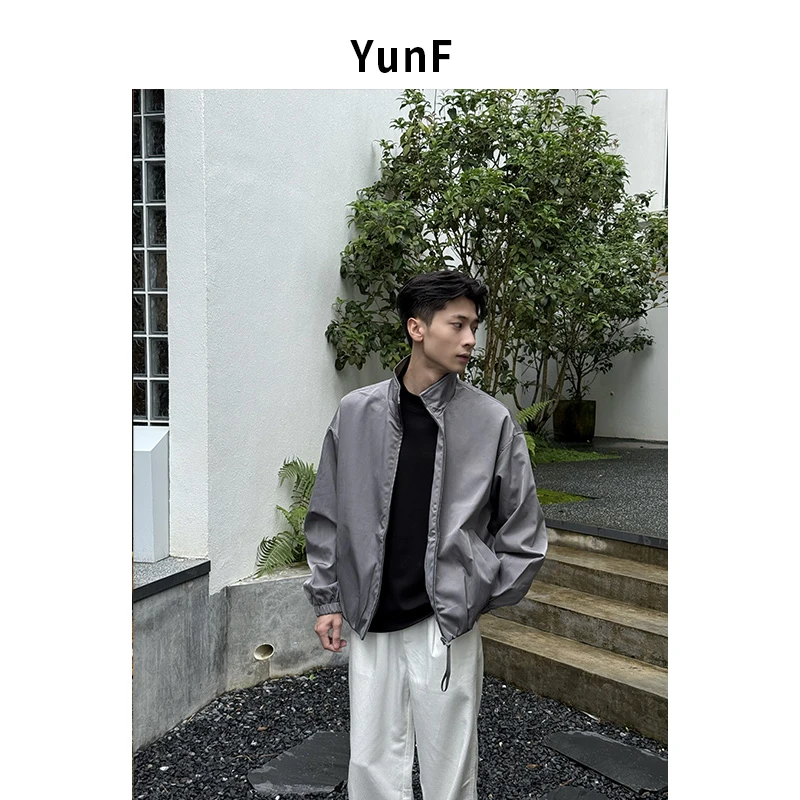 YunF 25A/W  秋季极简风时尚短宽版型立领夹克休闲外套