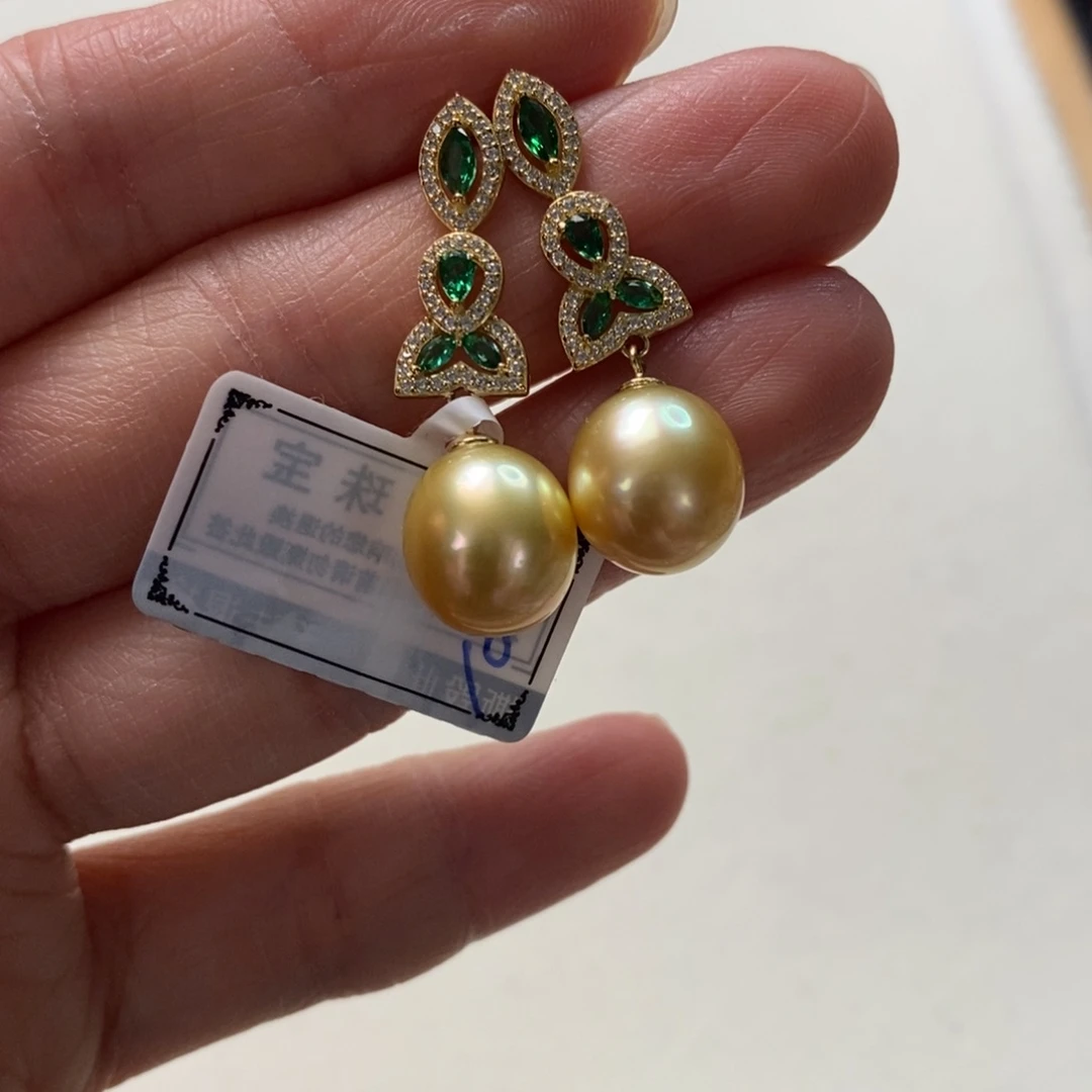 海水珍珠耳饰银S925镶嵌