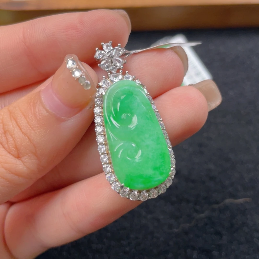 翡翠颈饰银S925镶嵌g h j n