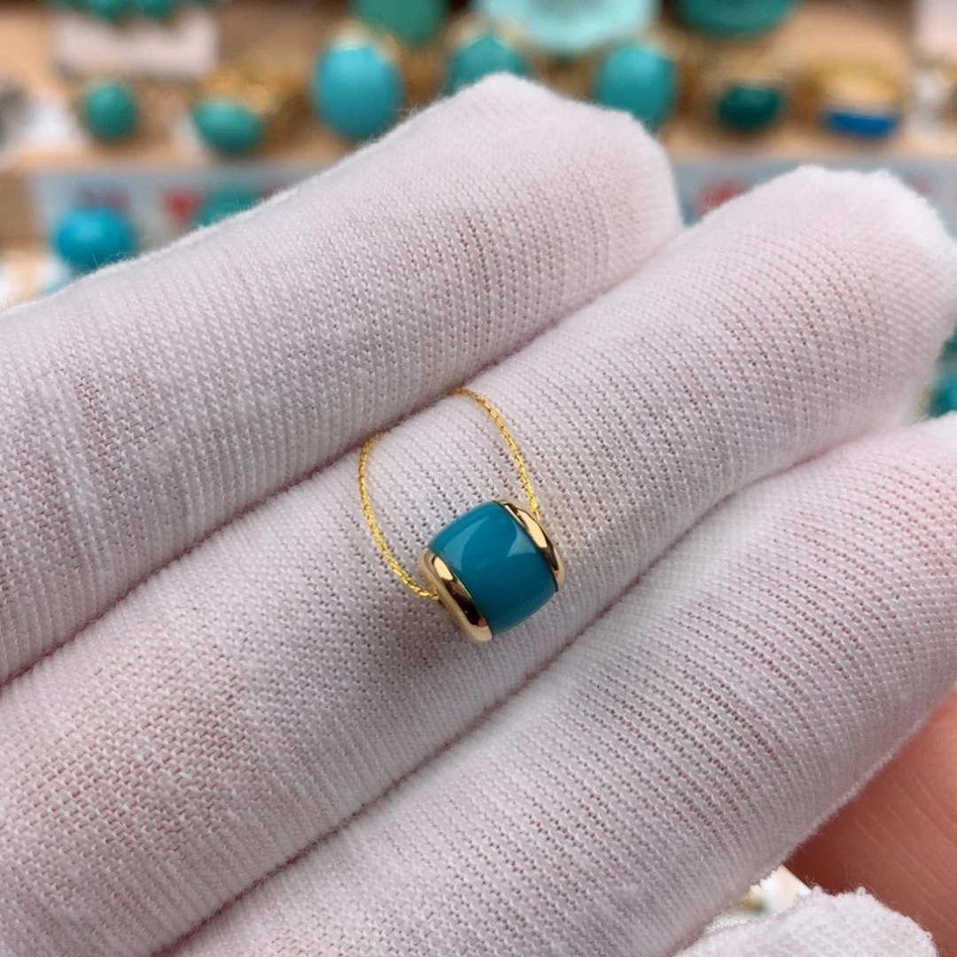 绿松石18K金镶嵌发饰6.5-6.5