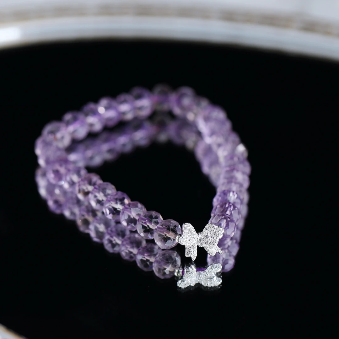 约8mm紫水晶算盘切割DIY手串